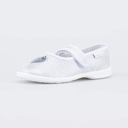 231255-12 Нарядные текстильные туфли Сердце для девочки серебрист.