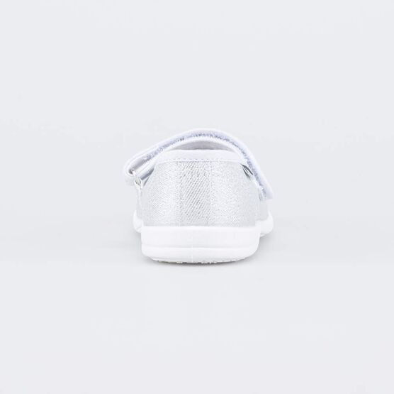 231255-12 Нарядные текстильные туфли Сердце для девочки серебрист. фото №5