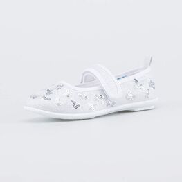 431192-72 Туфли текстильные праздничные Бантики для девочки серебрист.