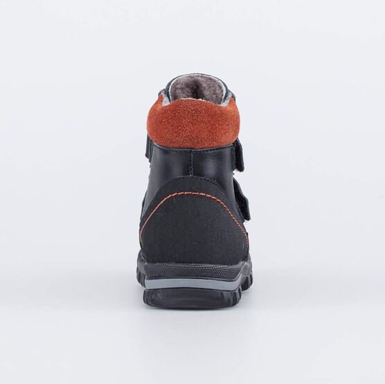 152264-50 Зимние ботинки из натуральной кожи для мальчики чер-ора фото №5