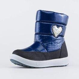 264023-42 Сапожки-дутики укороченные Сердце для девочки синий