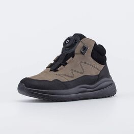 652226-33 Кожаные ботинки с системой быстрой шнуровки для мальчики оливковый + черный