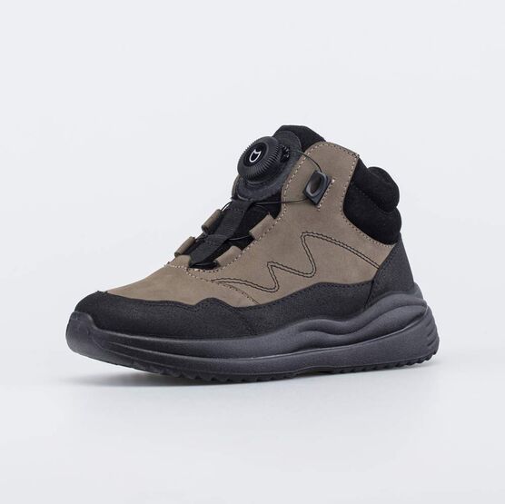 652226-33 Кожаные ботинки с системой быстрой шнуровки для мальчики оливковый + черный