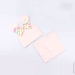 07811073-40 Шапка+снуд на весну, 95% хлопок, розовый для девочки розовый