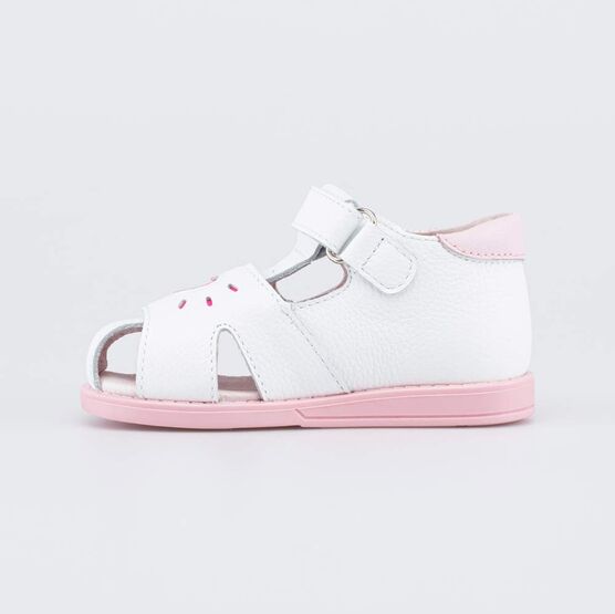 122250-22 Сандалии с регулируемым ремешком Первые шаги для девочки белый,розовый фото №2