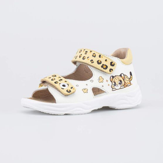 122252-21 Детские сандалии для девочки Первые шаги для девочки белый,желтый