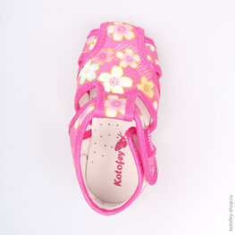 021002-71 Босоножки текстильные для девочки фуксия фото №4