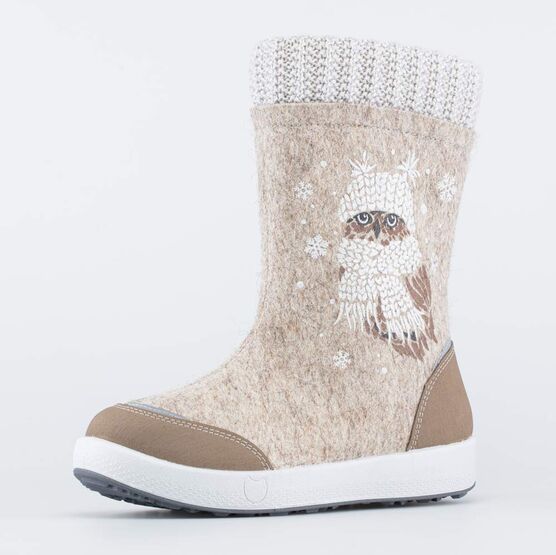 667031-42 Валенки на молнии Сова для девочки бежевый