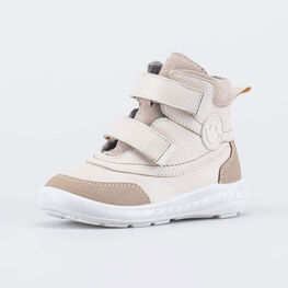 052162-32 Кожаные утепленные ботинки Первые шаги Смайл для девочки бежевый