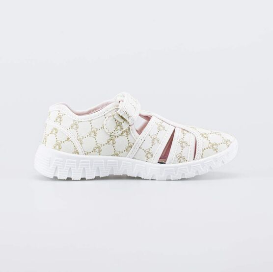 221184-11 Текстильные сандалии для девочки Медвежата для девочки бежевый фото №2