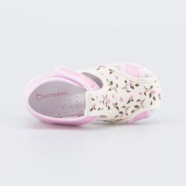 221186-71 Текстильная обувь для девочки Ягодки для девочки бежевый + розовый фото №4