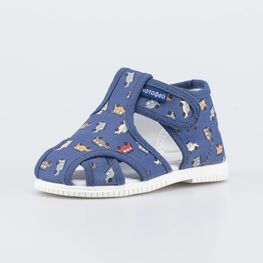 221188-72 Текстильные сандалии для мальчика Машинки для мальчики синий