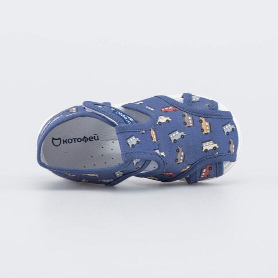 221188-72 Текстильные сандалии для мальчика Машинки для мальчики синий фото №4