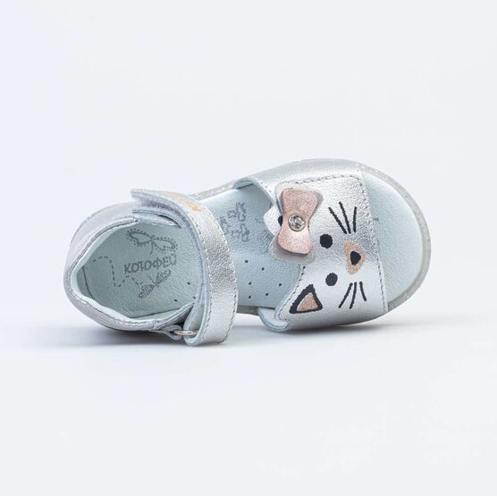 022129-22 Босоножки для девочки кожаные для девочки серебрист. фото №4