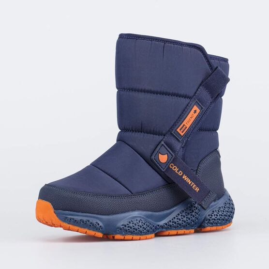 664131-44 Синие сапожки-дутики на липучках для мальчики син-ора