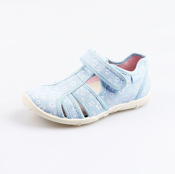 421053-11 Босоножки текстильные для девочки голубой