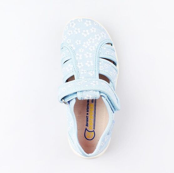 421053-11 Босоножки текстильные для девочки голубой фото №4