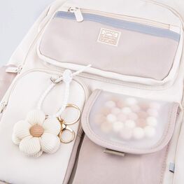 02804400-40 Рюкзак школьный Помпончики для девочки бежевый фото №4