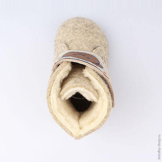 007011-41 Пинетки-валенки Мишка для мальчики серый фото №4