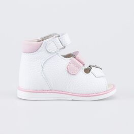 022162-22 Кожаные сандалии Первые шаги Сад птиц для девочки белый + розовый фото №2