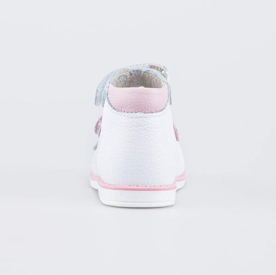 022162-22 Кожаные сандалии Первые шаги Сад птиц для девочки белый + розовый фото №5