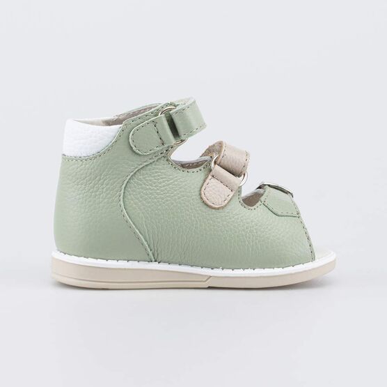 022162-24 Кожаные сандалии Первые шаги Африка для мальчики белый + оливковый фото №2