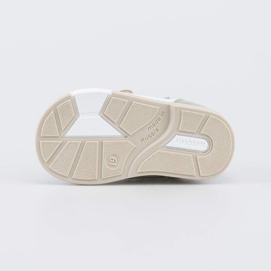 022162-24 Кожаные сандалии Первые шаги Африка для мальчики белый + оливковый фото №3