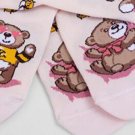 07842512-40 Носки детские хлопок Мишка и мёд ( 3пары) для девочки розово-бежевый фото №2