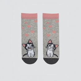 07842452-40 Носки детские хлопковые Котята для девочки серый