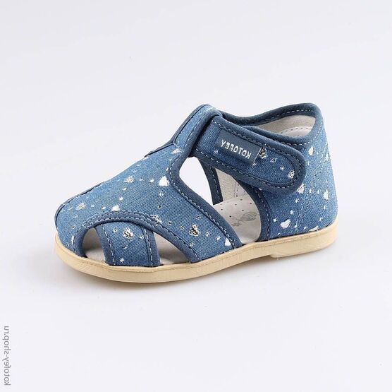 021007-71 Босоножки текстильные Сердечки для девочки светло-синий