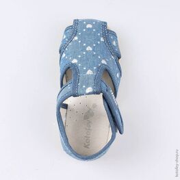 021007-71 Босоножки текстильные Сердечки для девочки светло-синий фото №4