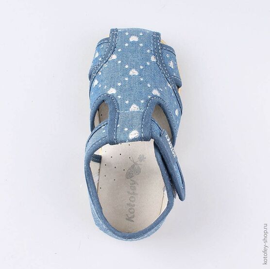 021007-71 Босоножки текстильные Сердечки для девочки светло-синий фото №4