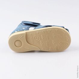 021007-71 Босоножки текстильные Сердечки для девочки светло-синий фото №3