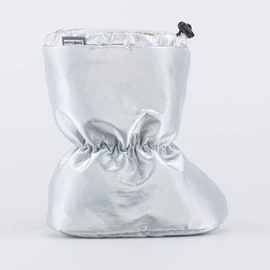 001106-42 Теплые меховые пинетки для девочки серебристый фото №2