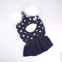 07811080-00 Шлем-капор зимний синий для девочки светло-синий