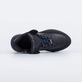 552301-32 Кожаные ботинки на весну/осень для мальчики черный + синий фото №4