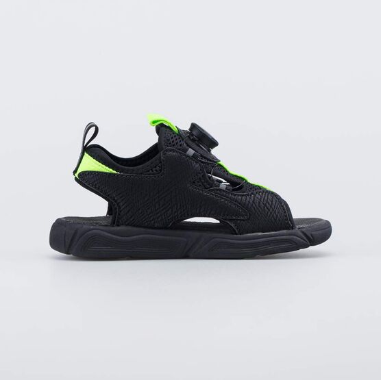 624040-11 Пляжная обувь с системой быстрой шнуровки для мальчики черный + салатовый фото №2