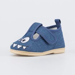 231254-11 Текстильная обувь для первых шагов Зубастик для мальчики синий