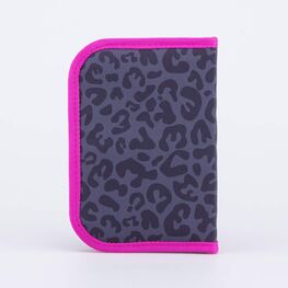 06805028-40 Пенал-книжка школьный Леопард КК для девочки черный + розовый фото №2