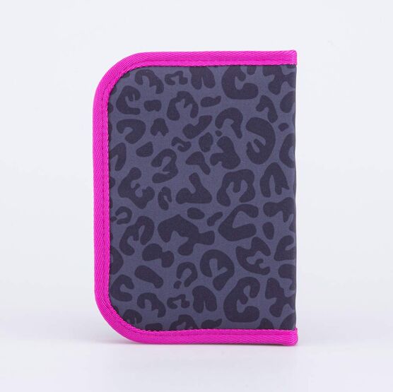 06805028-40 Пенал-книжка школьный Леопард КК для девочки черный + розовый фото №2