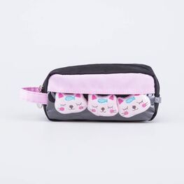 06805034-40 Пенал школьный Мягкий котик КК для девочки чер-роз