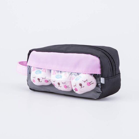 06805034-40 Пенал школьный Мягкий котик КК для девочки чер-роз фото №2