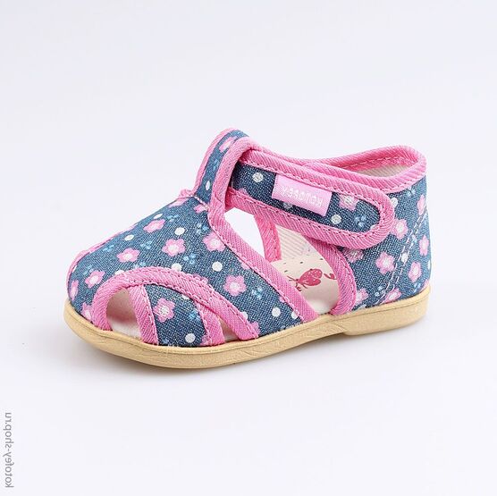 021001-71 Босоножки текстильные для девочки син-роз