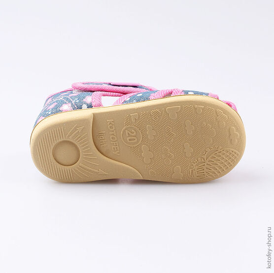 021001-71 Босоножки текстильные для девочки син-роз фото №3