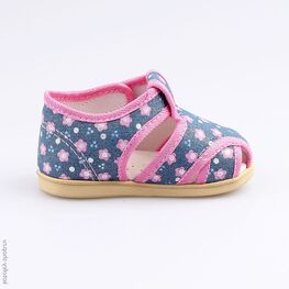 021001-71 Босоножки текстильные для девочки син-роз фото №2