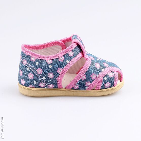 021001-71 Босоножки текстильные для девочки син-роз фото №2