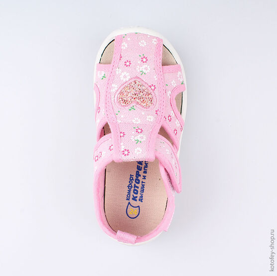 221063-13 Босоножки текстильные для девочки розовый фото №4