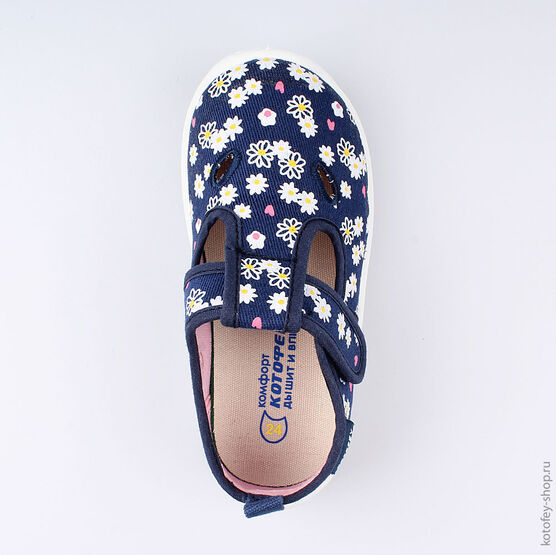 231116-11 Текстильная обувь для девочки син-роз фото №4