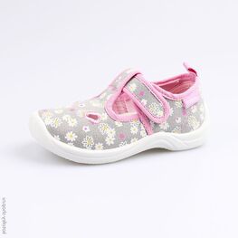 231116-12 Текстильная обувь для девочки сер-роз