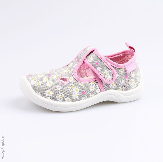 231116-12 Текстильная обувь для девочки сер-роз